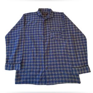 MICHAEL ADAMS Blue, Black & White Plaid Button Down 100% Cotton Shirt Size M